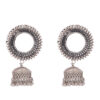 Ethinic Silver Toned Dome Shaped Jhumka Earrings
