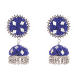 Ethinic Navy blue Silver Toned  Dome Shaped Jhumka Earrings