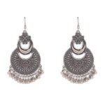 Oxidised Silver Moon Earrings for Girls & Women