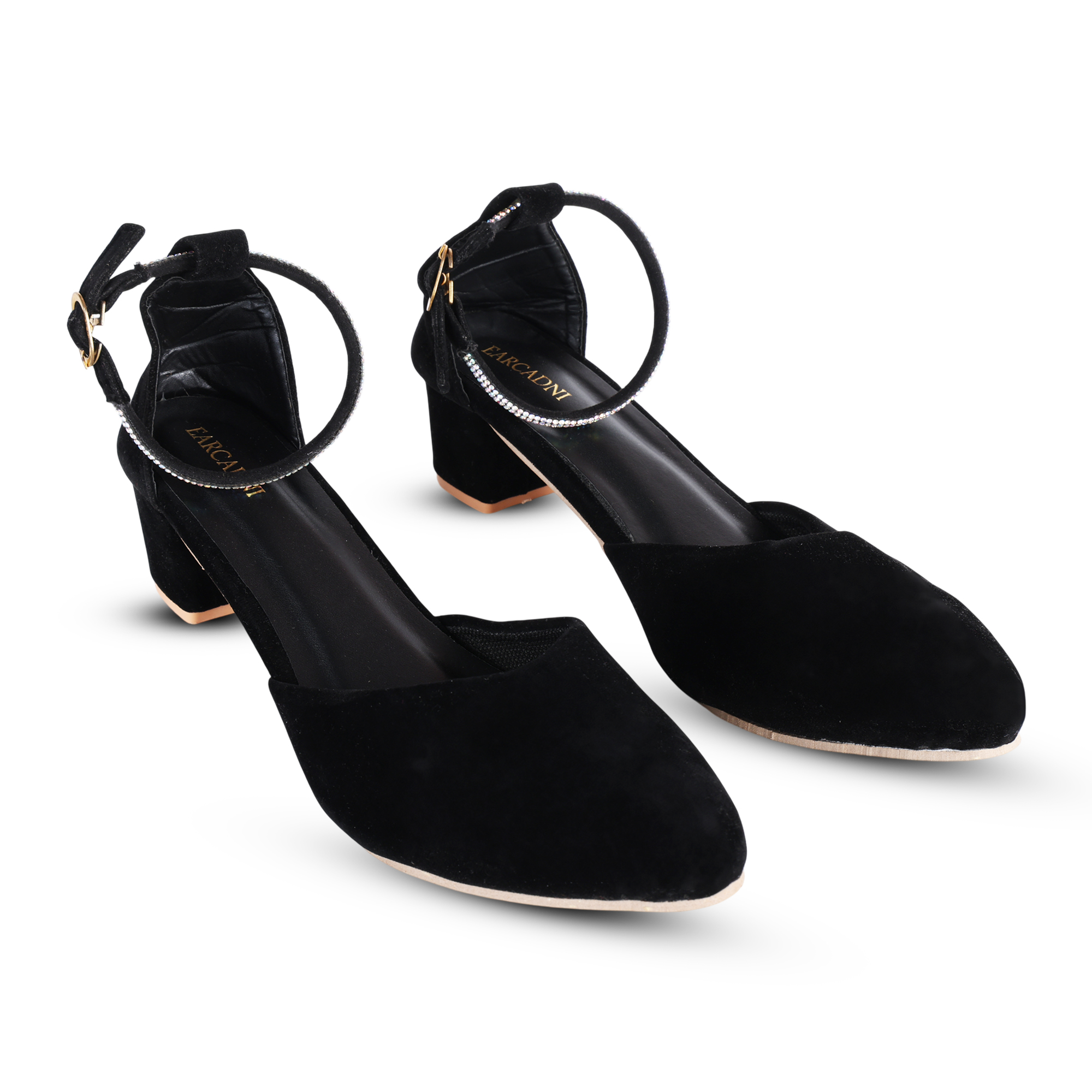 EARCADNI Women’s Pointed Toe Block Heel Fashion Sandals with Buckled Ankle Strap - Image 2