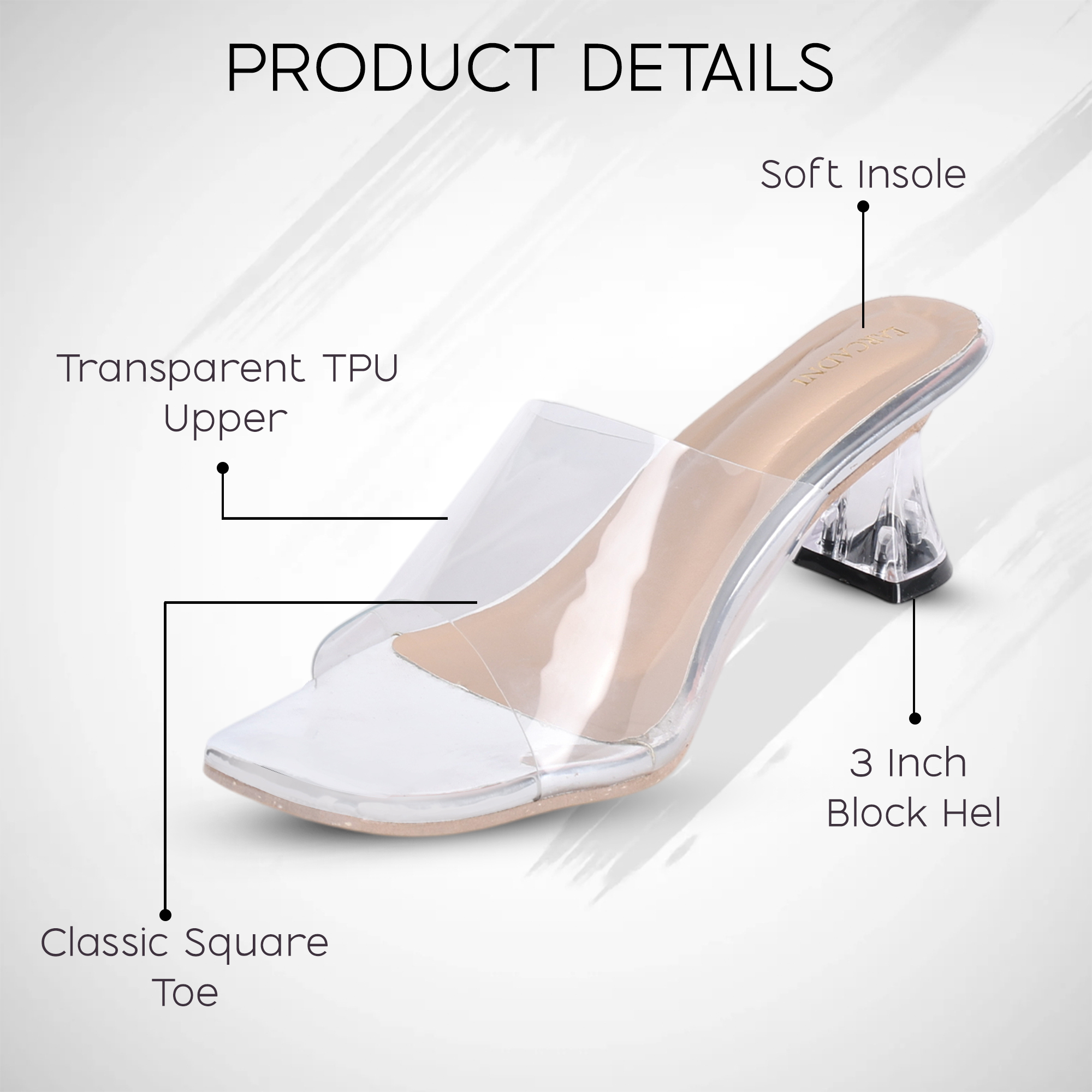 EARCADNI Clarity Women's Casual Transparent Block Heel Sandals - Image 6