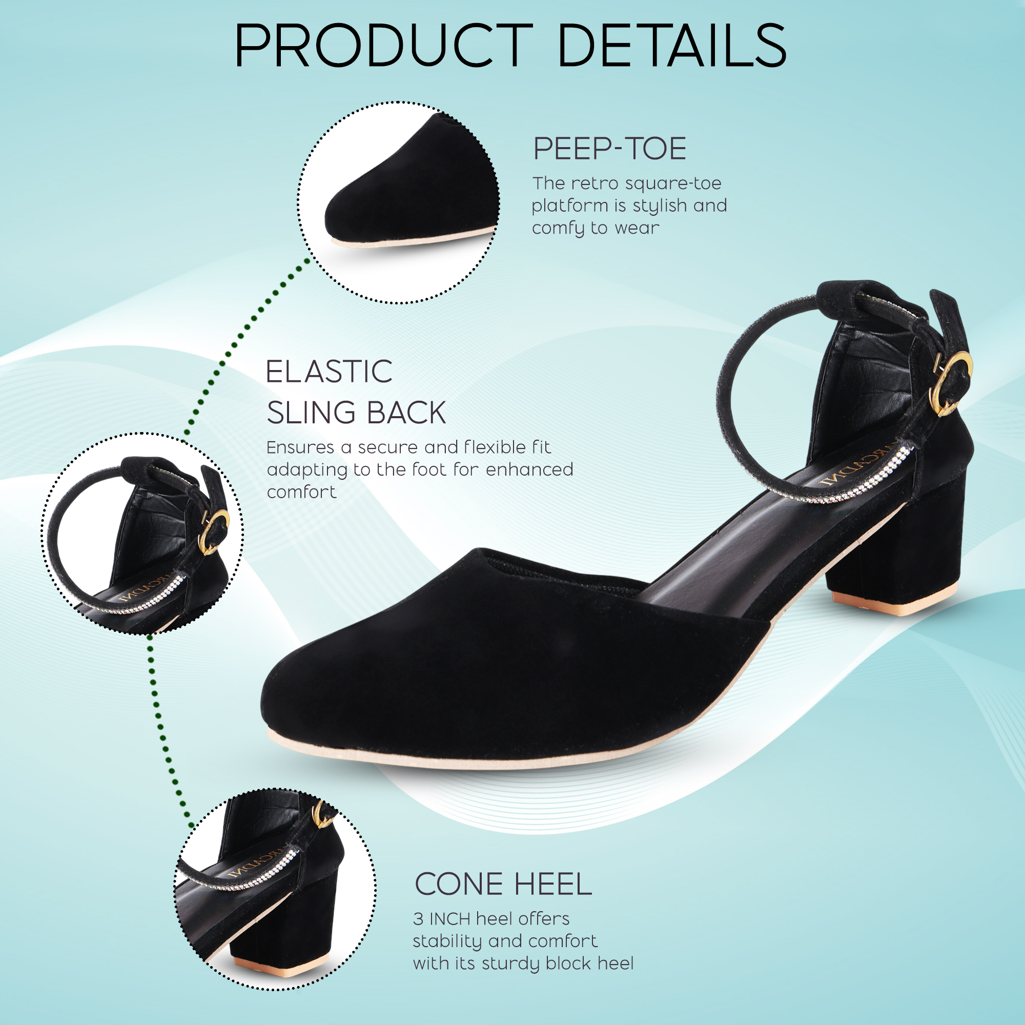 EARCADNI Women’s Pointed Toe Block Heel Fashion Sandals with Buckled Ankle Strap - Image 8