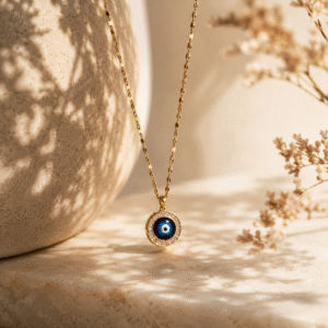 Earcadni Gold Plated Evil Eye Necklace for Women & Girls