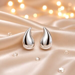 Earcadni Silver Plated Water Drop Earrings for Women & Girls