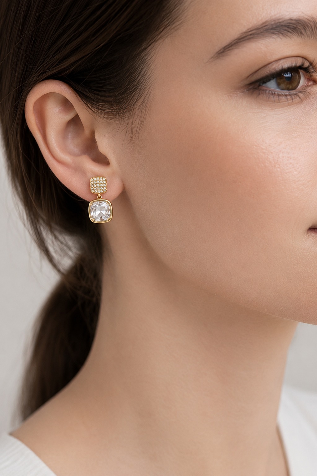 Earcadni Gold Plated Cubic Zirconia Drop Earrings for Women & Girls - Image 5