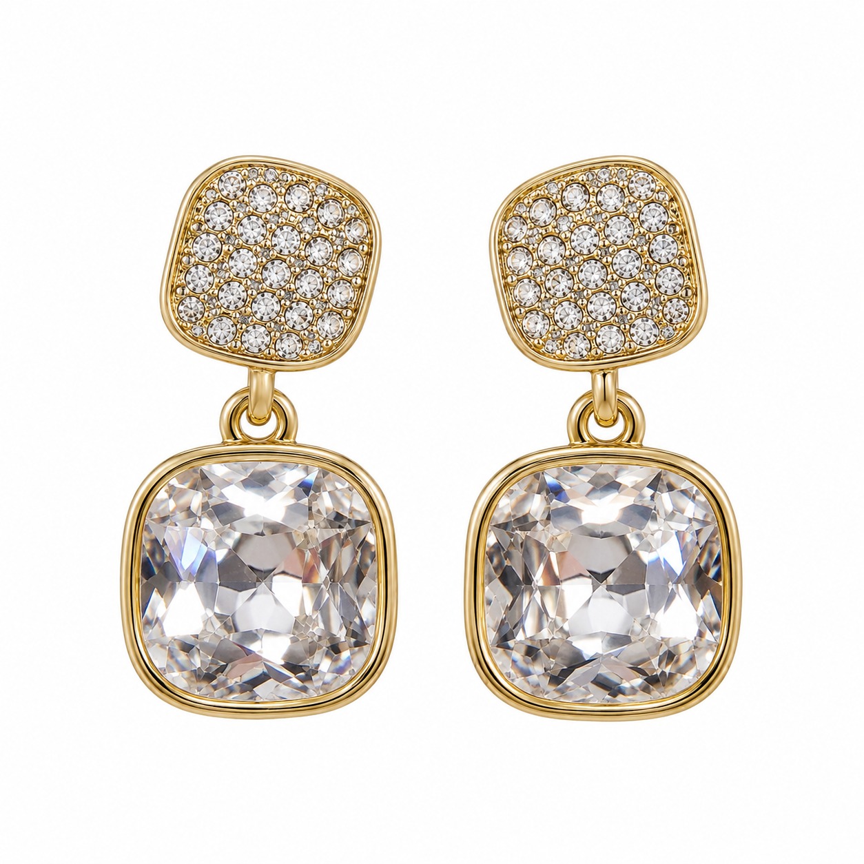 Earcadni Gold Plated Cubic Zirconia Drop Earrings for Women & Girls - Image 6