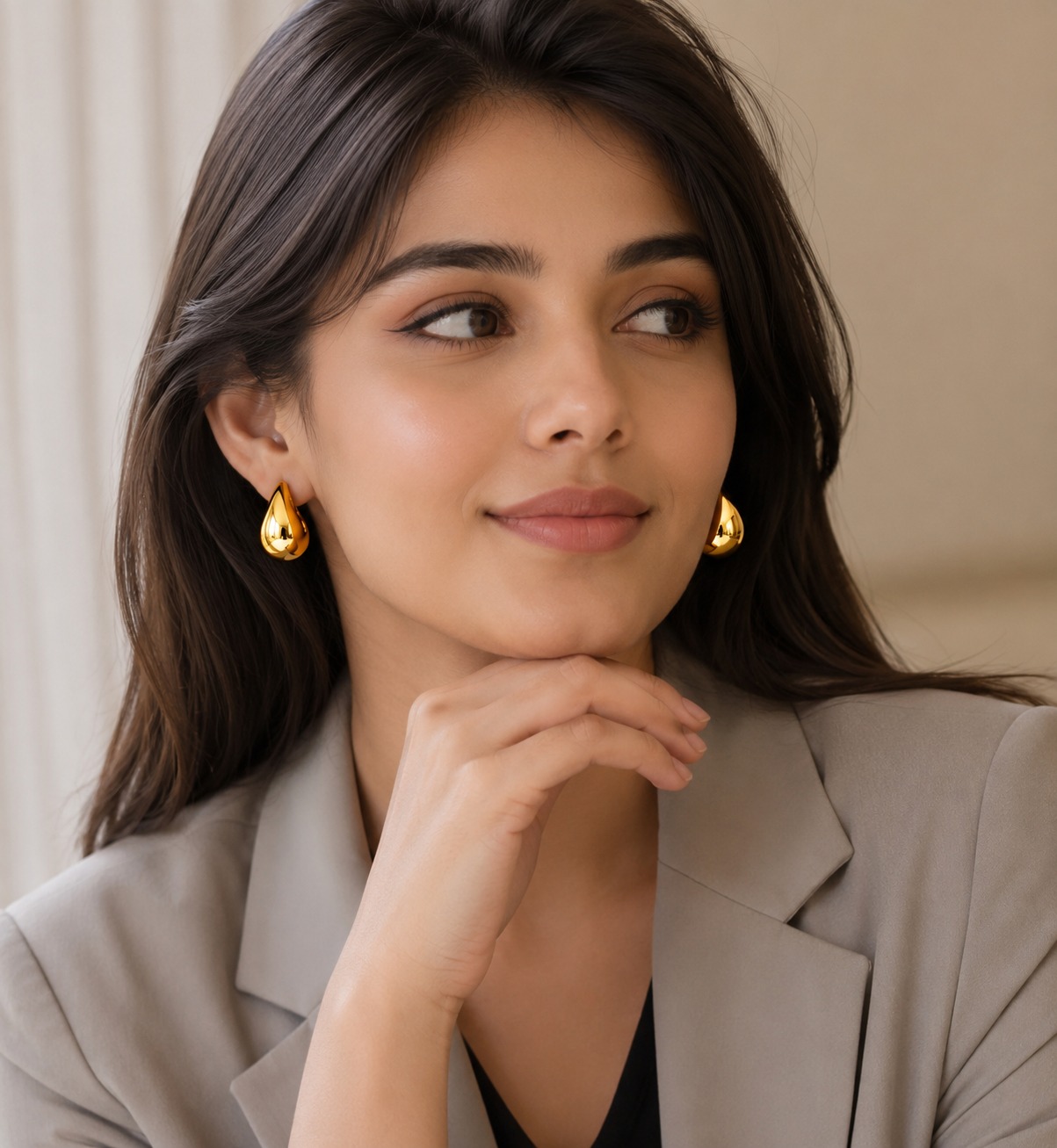 Earcadni Gold Plated Water Drop Earrings for Women & Girls - Image 2